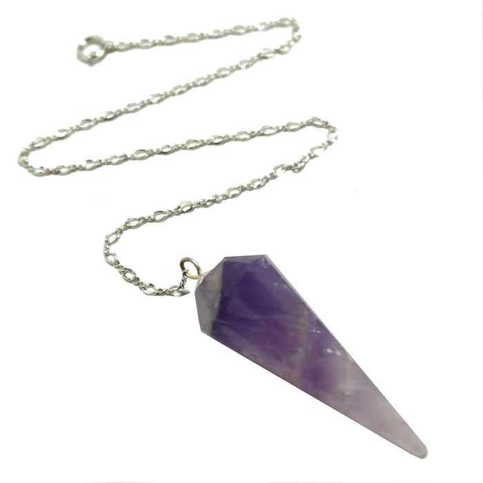 Amethyst Pendulum Faceted Purple Gem Sterling Silver