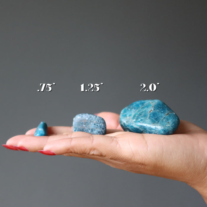 apatite tumbled stones in different sizes
