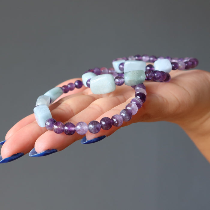 Aquamarine Bracelet Amethyst Serenity Purple Blue Gem