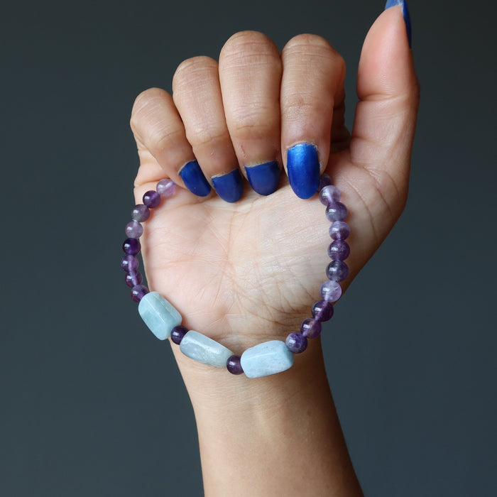 Aquamarine Bracelet Amethyst Serenity Purple Blue Gem