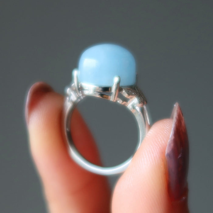 Aquamarine Ring Titanic Jewel Icy Blue Oval Gemstone