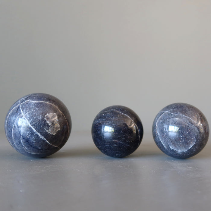 3 blue aventurine crystal balls