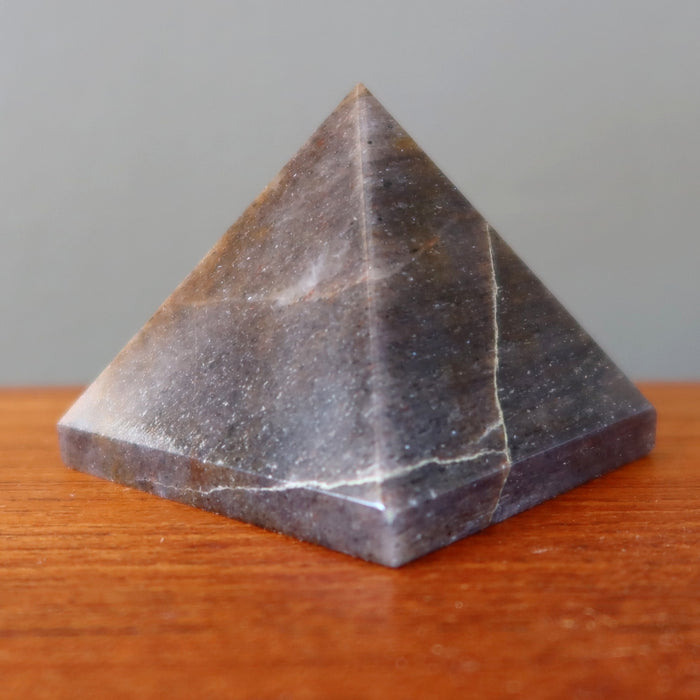 gray stormy aventurine pyramid