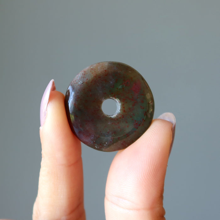 Bloodstone Gemstone Donut Circle of Courage Healing Stone Jewelry