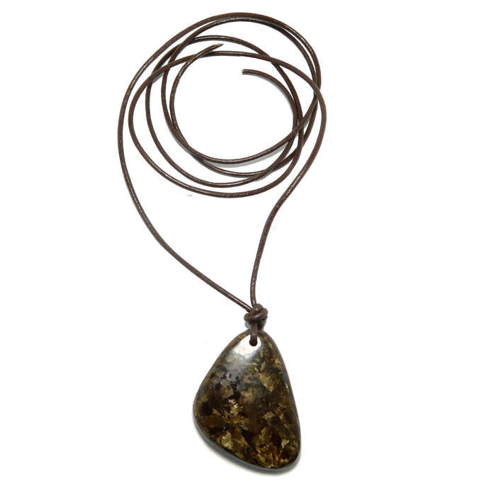 Bronzite Necklace Brave Soul Brown Protection Stone Leather