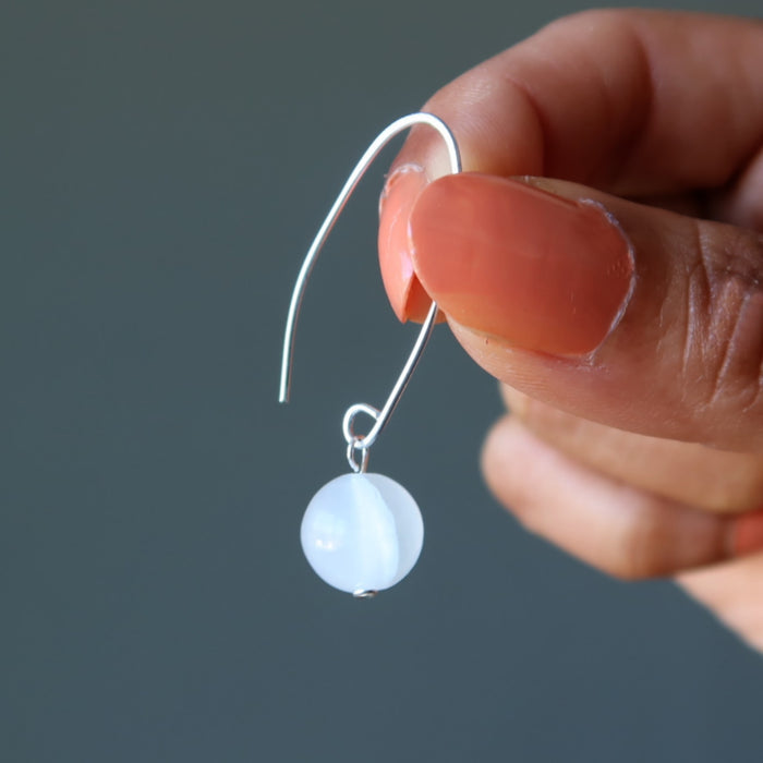 White Calcite Earrings Mind Opening Clear Crystal Stones