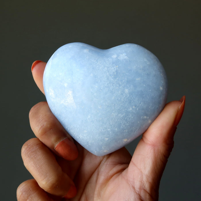 Blue Calcite Heart Dreamy Desires Sweet Love Crystal Stone