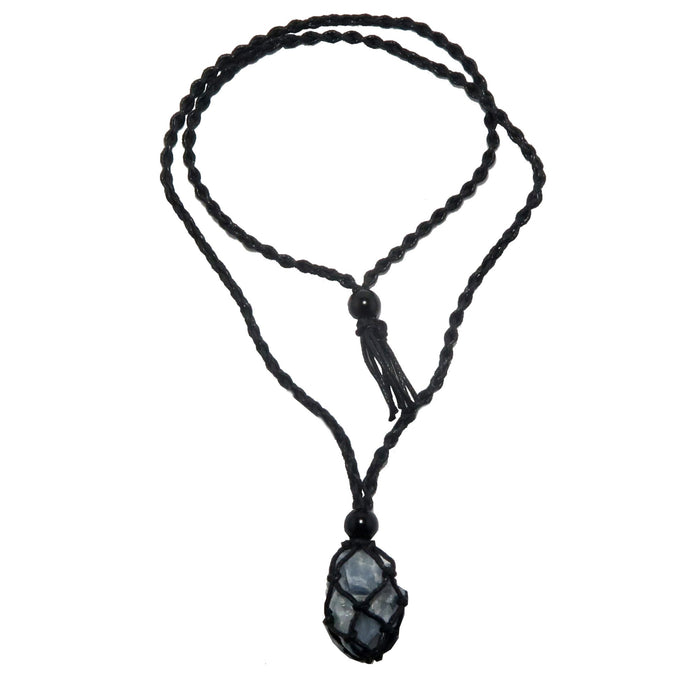 Blue Calcite Necklace Macrame Nest in the Sky Healing Crystal