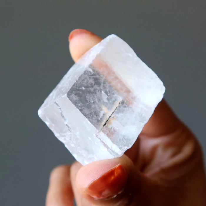 White Calcite Cube Raw Glacier Optical Icelandic Spar Crystal