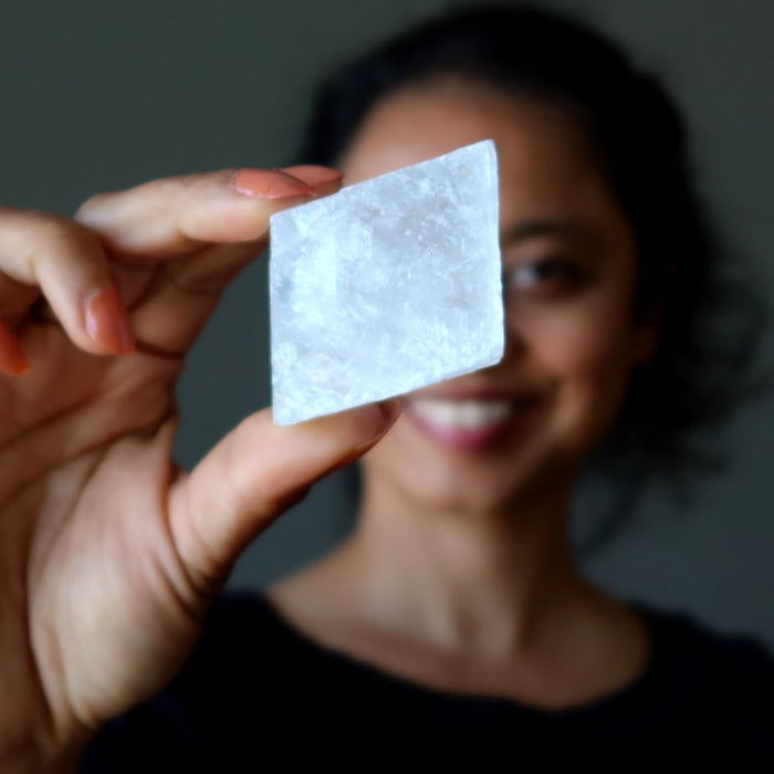White Calcite Cube Raw Glacier Optical Icelandic Spar Crystal