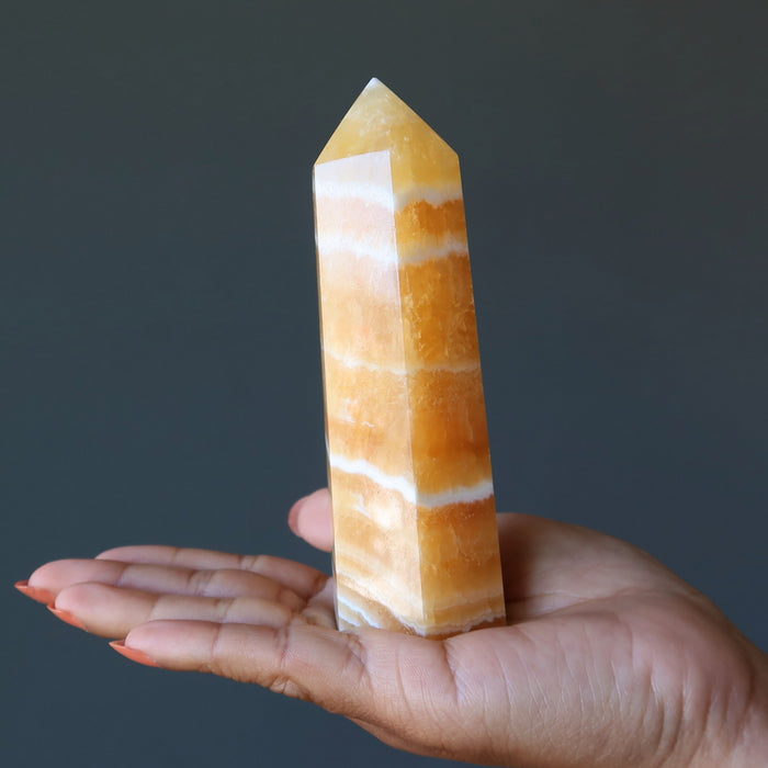 Orange Calcite Wand Tower of Confident Power Stone