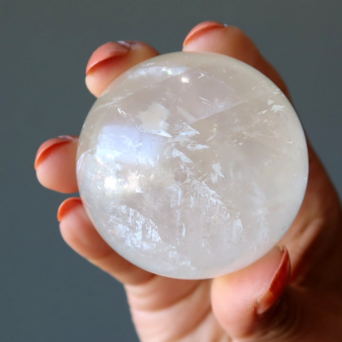 White Calcite Sphere Spiritual Oracle Optical Gazing Crystal Ball