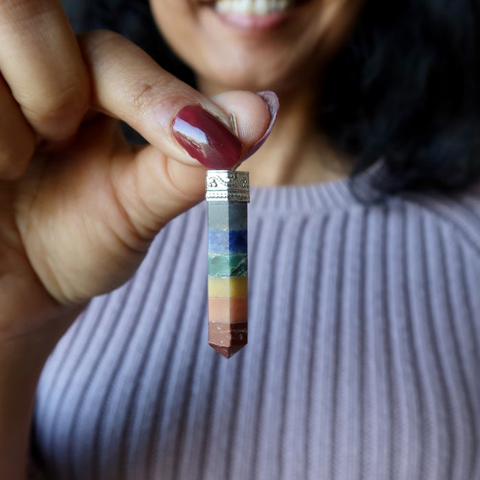 Chakra Pendant Point Blissful Rainbow 7 Layer Crystal Charm