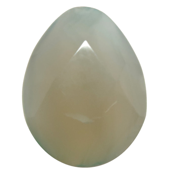 Chalcedony Amulet Precious Pear Faceted Gray Gemstone