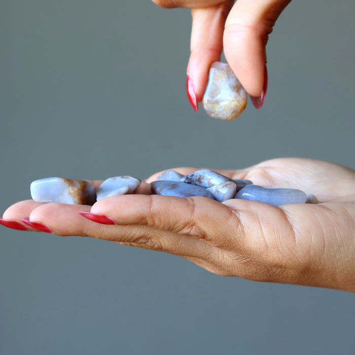 blue chalcedony tumbled stones