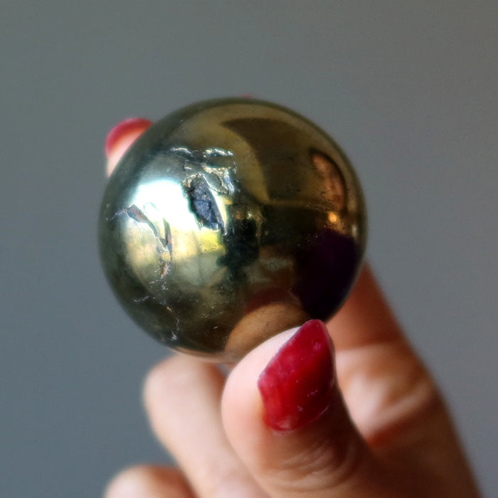 Chalcopyrite Sphere Golden Genie of Abundance Crystal Ball