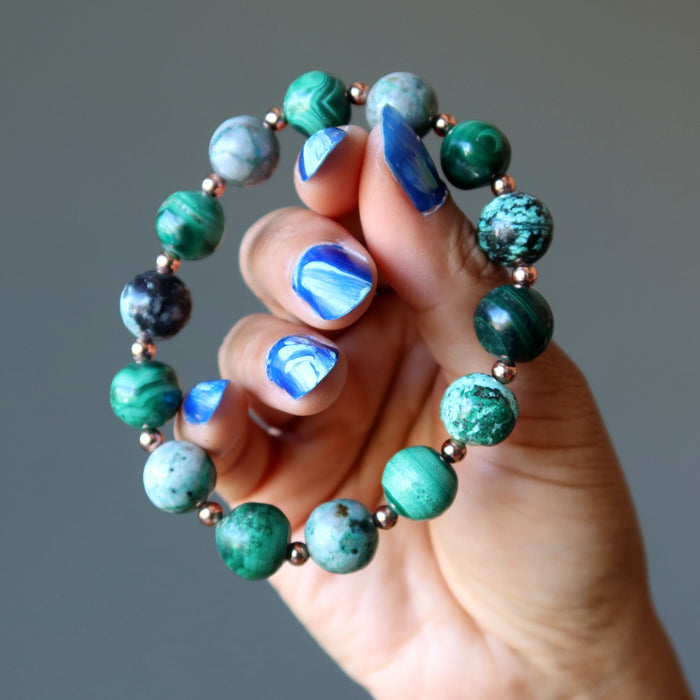 Chrysocolla Malachite Bracelet Goddess Copper Beads