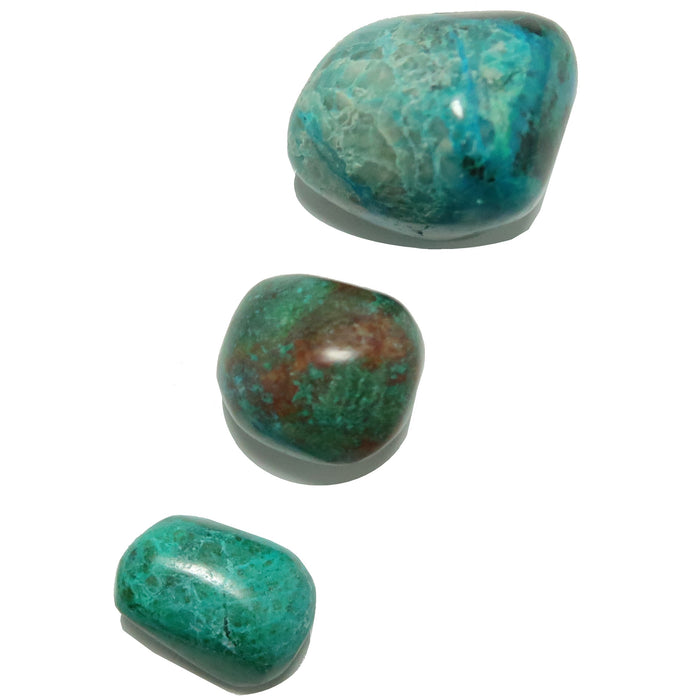 3 chrysocolla tumbled stones
