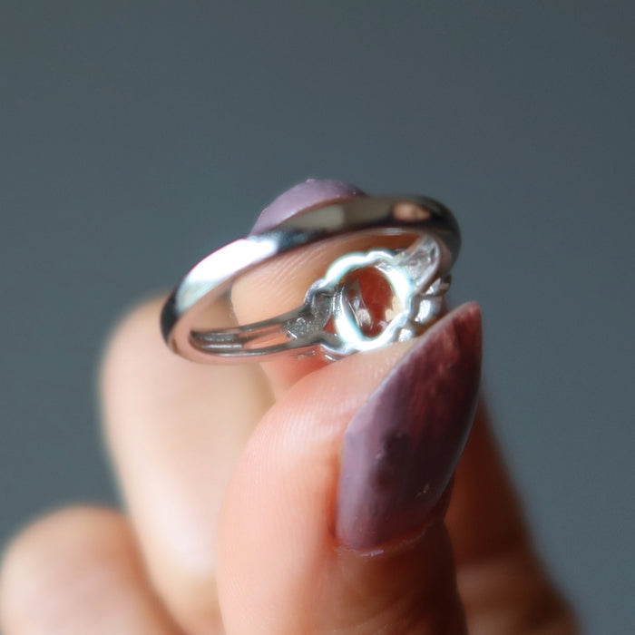 Citrine Ring Brilliant Oval Faceted Gem White Bronze