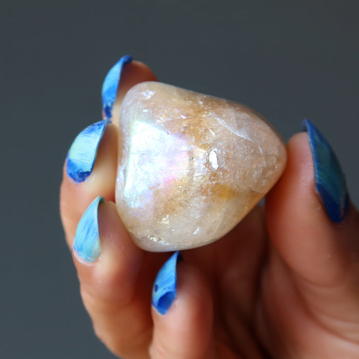Citrine Tumbled Stone Aura Rainbow Abundance Crystal