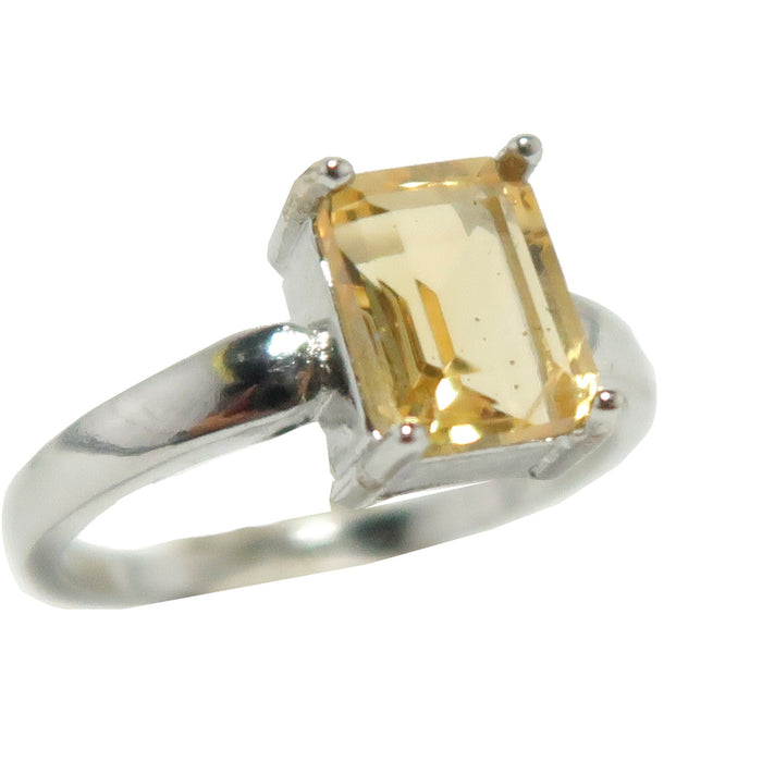 Citrine Ring Abundance Yellow Rectangle Faceted Gemstone