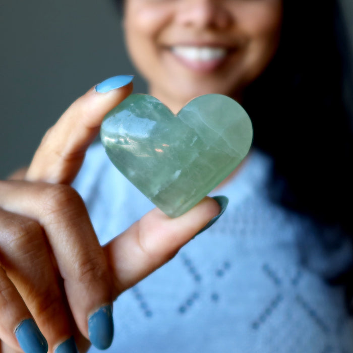 Fluorite Heart Guru of Love Relationship Wisdom Green Crystal
