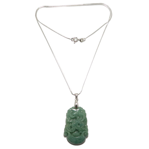 jade zodiac snake necklace on sterling silver