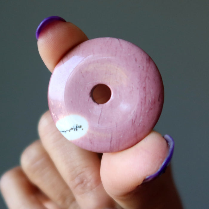Pink Jasper Gemstone Donut Creamy Love Loop Crystal