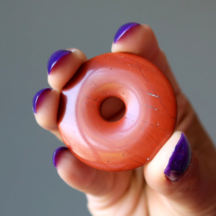 Red Jasper Gemstone Donut Cherry Berry Display Jewelry