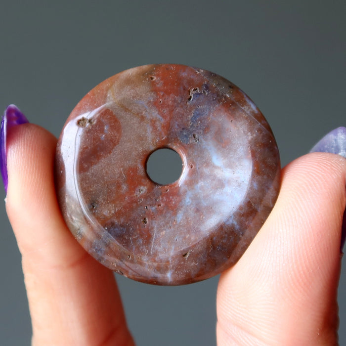 Red Jasper Gemstone Donut Motivation Stone Pendant