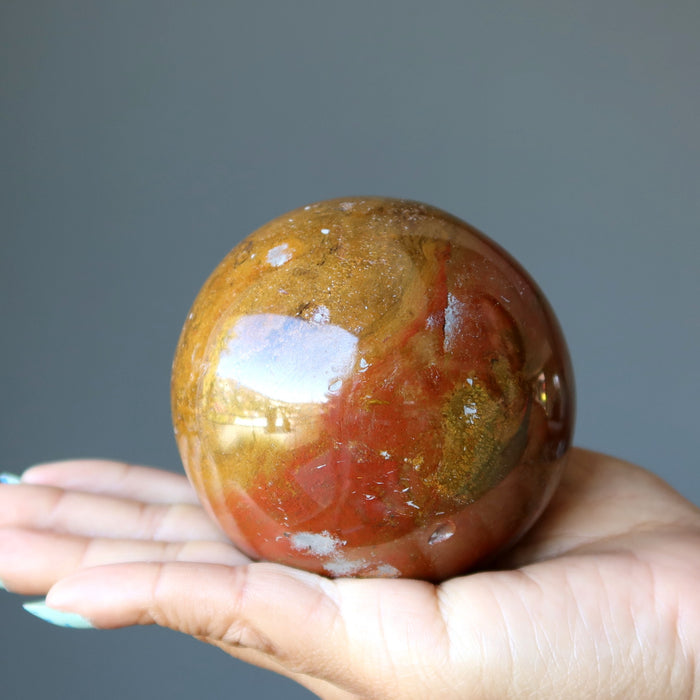 Red Jasper Sphere Get Grounding Stone Yellow Crystal Ball