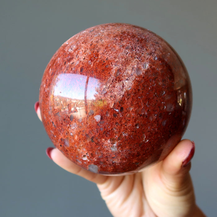 Red Jasper Sphere White Quartz Chalcedony Crystal Ball