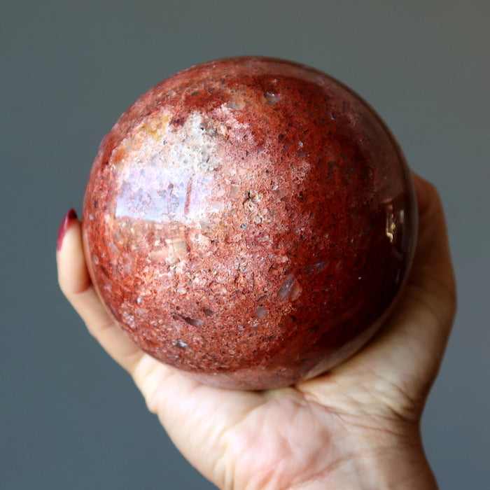 Red Jasper Sphere White Quartz Chalcedony Crystal Ball