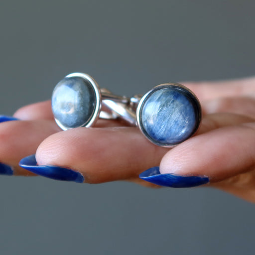 blue kyanite silver cufflinks