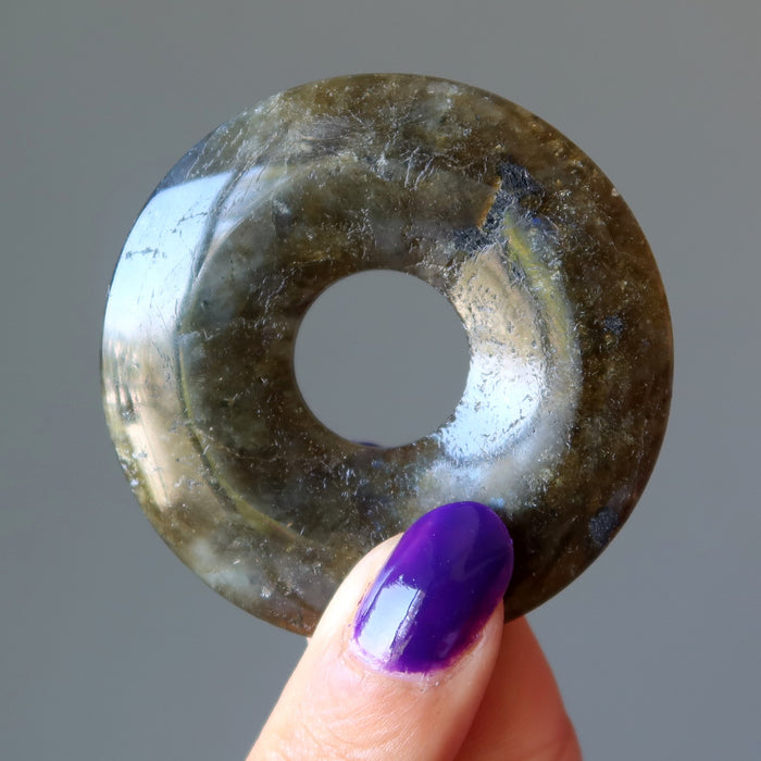 Labradorite Gemstone Donut Flash Beauty Pendant Crystal