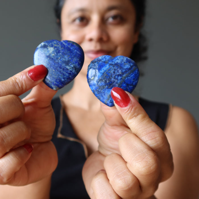 lapis lazuli worry stone hearts