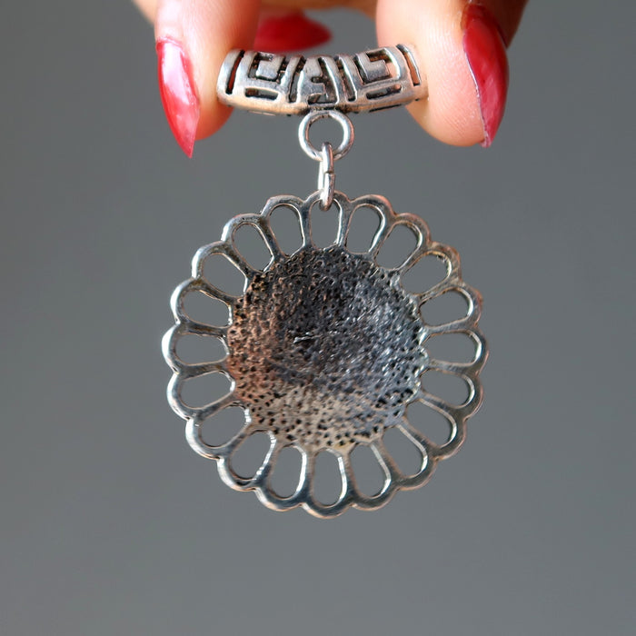 back of lapis flower pendant