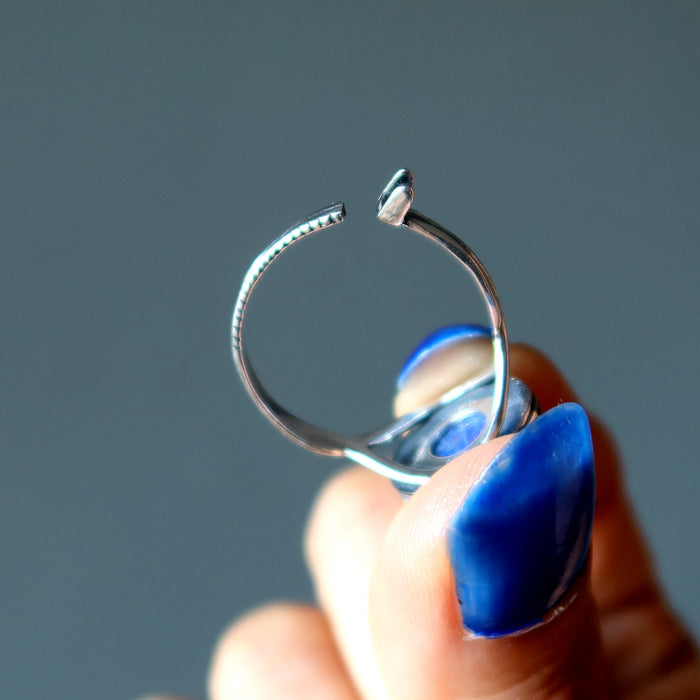 adjustable lapis lazuli sterling silver ring