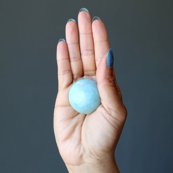 Larimar Sphere Calm Blue Carribbean Stone Healing Peace