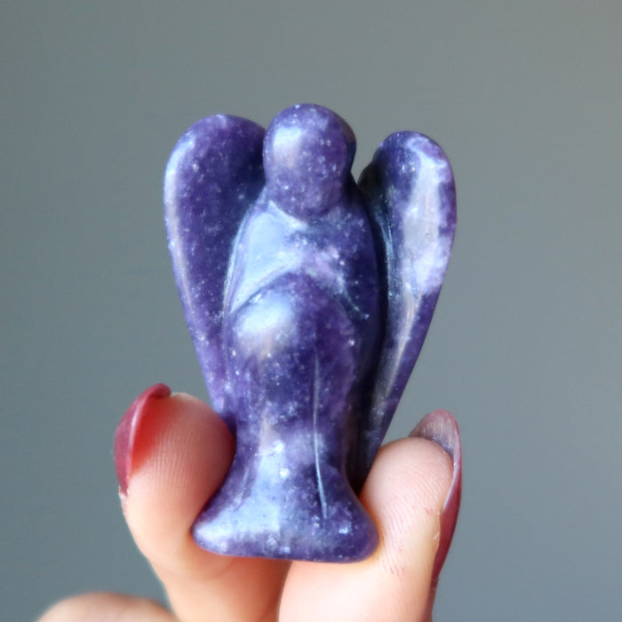 Lepidolite Angel of Music Purple Spiritual Crystal Figurine