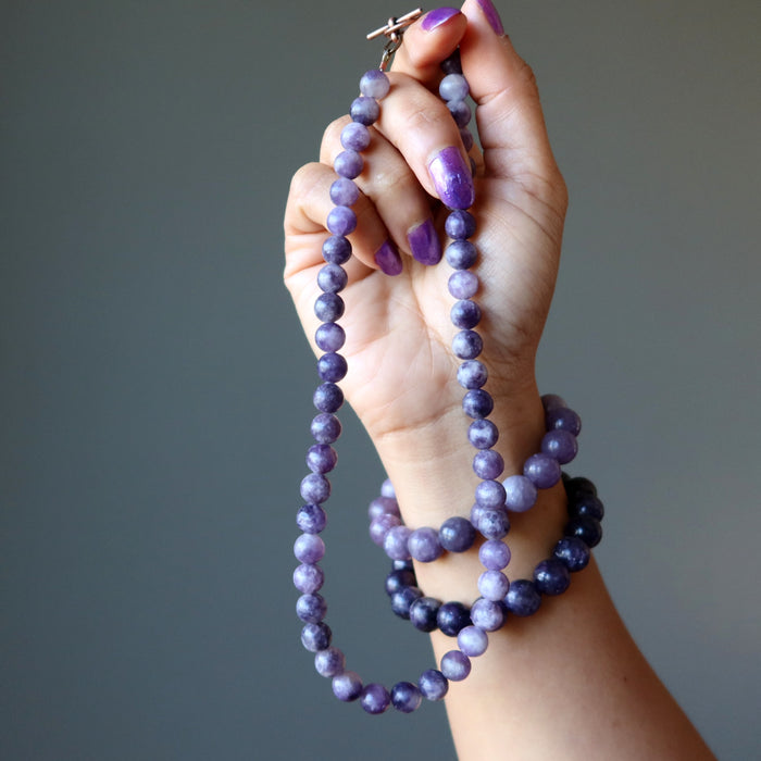 Lepidolite Necklace Garland of Grace Spiritual Purple Stone
