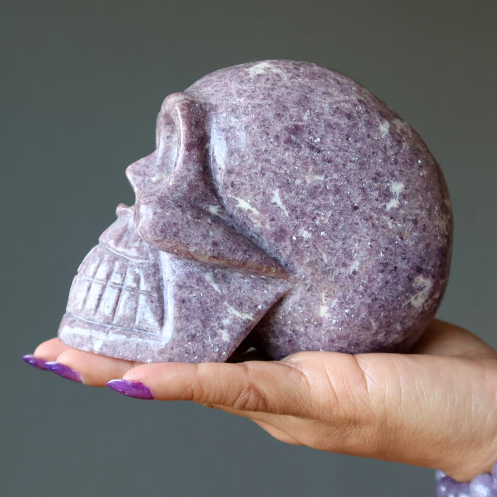 Lepidolite Skull Master Healer Purple Spirit Channeling Crystal