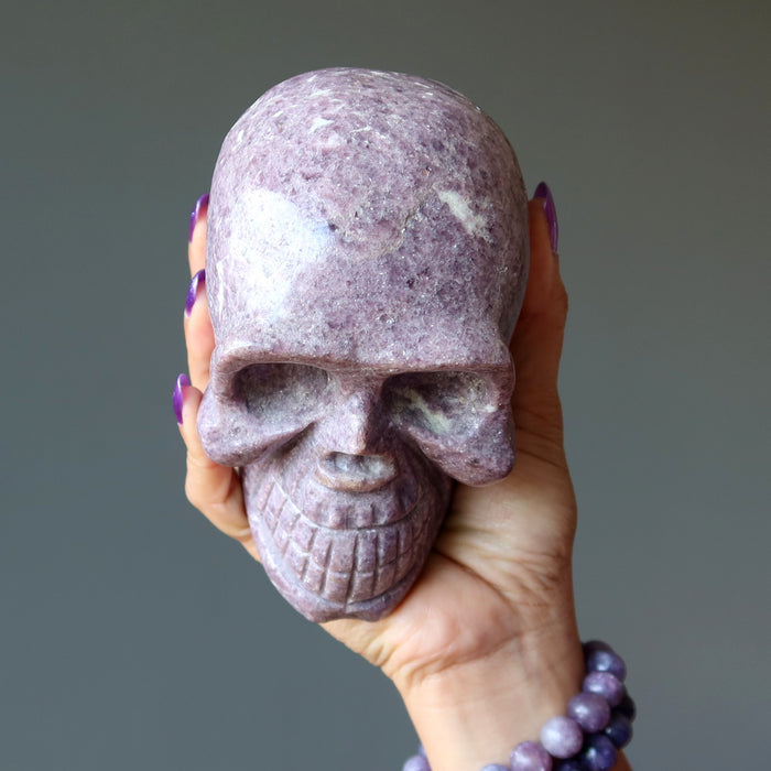 Lepidolite Skull Master Healer Purple Spirit Channeling Crystal