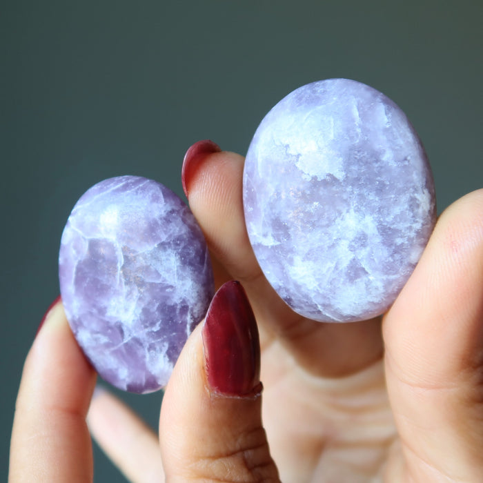 Lepidolite Worry Stones Calm Mind Purple Pair
