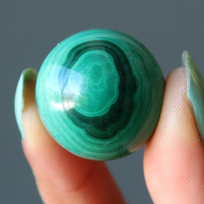 Malachite Sphere Bullseye on Love Banded Green Crystal Ball