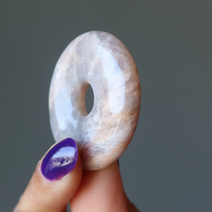 Peach Moonstone Gemstone Donut Tribute to Luna Crystal Pendant