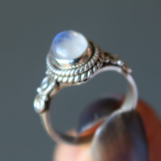rainbow moonstone sterling silver ring