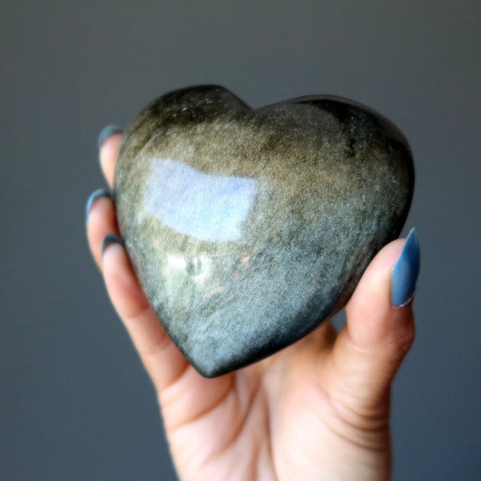 Gold Sheen Obsidian Heart Spark of Joy Love Protection Stone