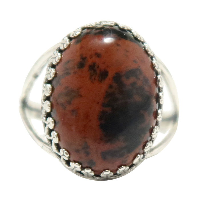 Mahogany Obsidian Ring Dragon Glass Oval Sterling Silver
