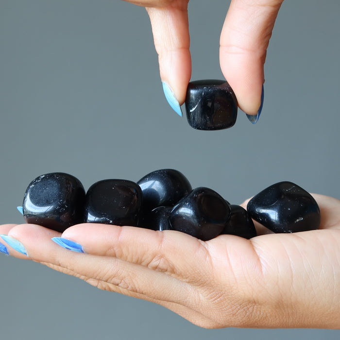 black obsidian tumbled stones